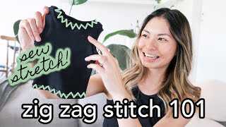 How to use ZIG ZAG Stitch for STRETCH fabrics, Hems & Finishing Raw Seams - Sewing for Beginners