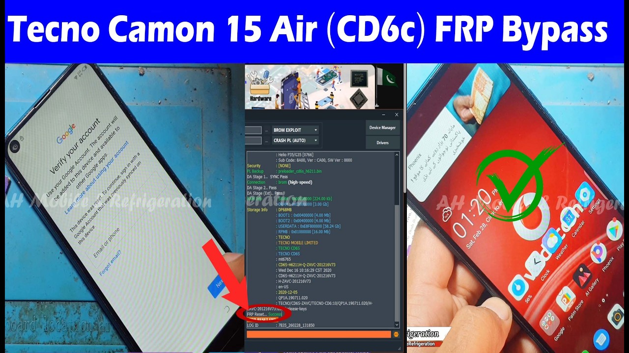 Tecno Camon 15 Air (CD6c) FRP Bypass Free Unlock Tool No Box No Activation