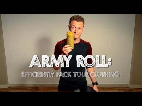 Part of a video titled How to Pack your Clothing Efficiently - Army Roll Method - YouTube