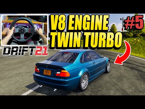 Building V8 TWIN TURBO Engine 1000+HP | BMW M3 E46 - DRIFT21 Gameplay W/ G27 + Wheel Cam #5