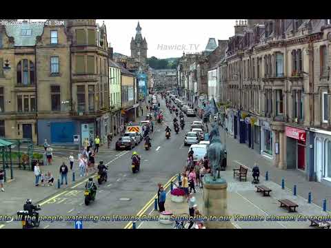 The Hizzy Run 2025. Passing through Hawick. How many motorbikes can you count?