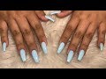 The Best 9 Medium Length Light Blue Acrylic Nails Coffin