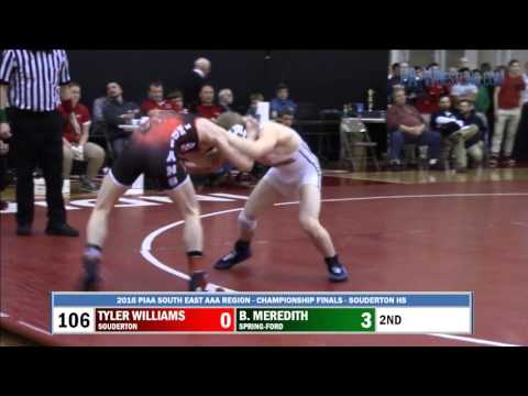 2016-03-05 106 lbs Brandon Meredith (Spring-Ford) vs Tyler Williams (Souderton)