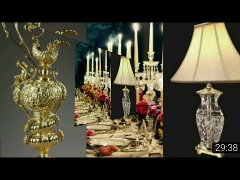 ANTIQUE 19 CENTURY GILDED BRASS LAMP THRIFTED 26"WATERFORD CRYSTAL LAMPS AND  REVAMP REPURPOSE DIY