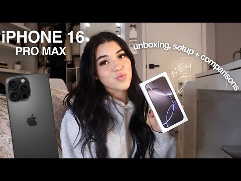 iPHONE 16 PRO MAX UNBOXING 🖤📱| set up, first impressions, comparisons, key features + more!