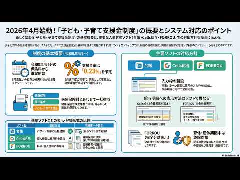 子ども・子育て支援金制度が令和8年開始 料率0.23％・給与明細の記載義務は？ - 働き方テラス