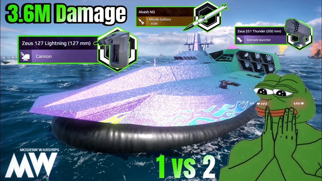 Pan Spatial Zeus - After Buff Very Annoying 🔥 3.2M Damage 1 vs 2 ☠️ - Modern Warships 