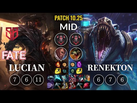 SB FATE Lucian vs Renekton Mid - KR Patch 10.25