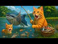 Mama Cat Trims Fur On The Farm And Makes Tiger Hat For Kittens At Home