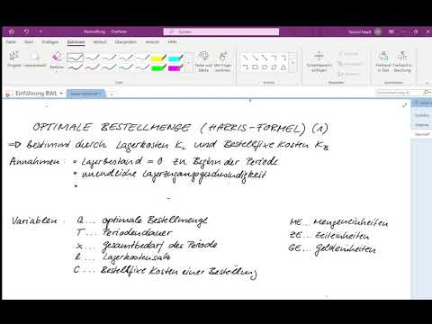 BWL Besch8 Bestellung von Werkstoffen Optimale Bestellmenge Annahmen des Harris Modells