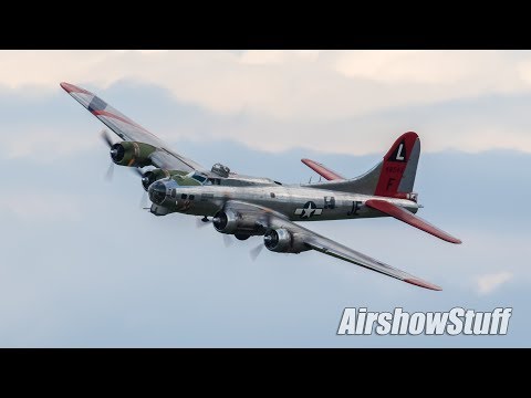 B-17 Flying Fortress "Madras Maiden" Flybys and Landing - America's Freedom Fest 2017