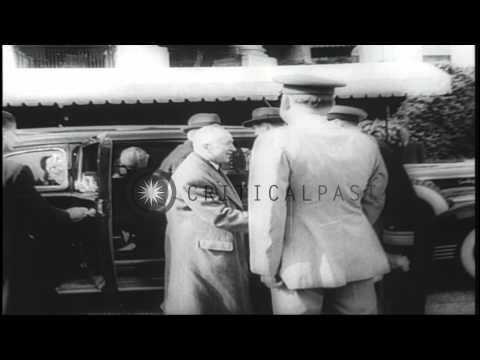 Czech President Benes and Winston Churchill meet President Roosevelt in Washingto...HD Stock Footage