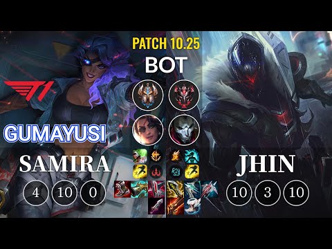 T1 Gumayusi Samira vs Jhin Bot - KR Patch 10.25