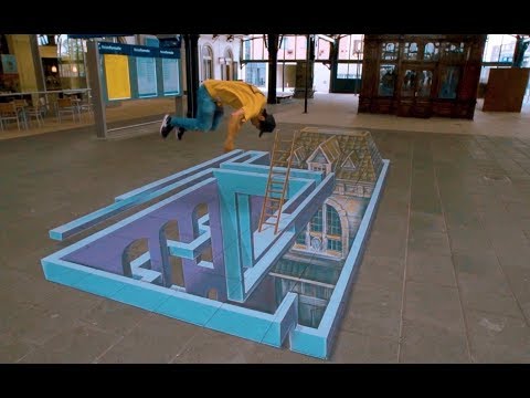 When 3D street art and parkour meets M.C. Escher