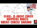 NAPIERS RULES FOR GREAT CIRCLE SAILING GREAT CIRCLE FORMULA FOR FINDING DISTANCE ANGLE