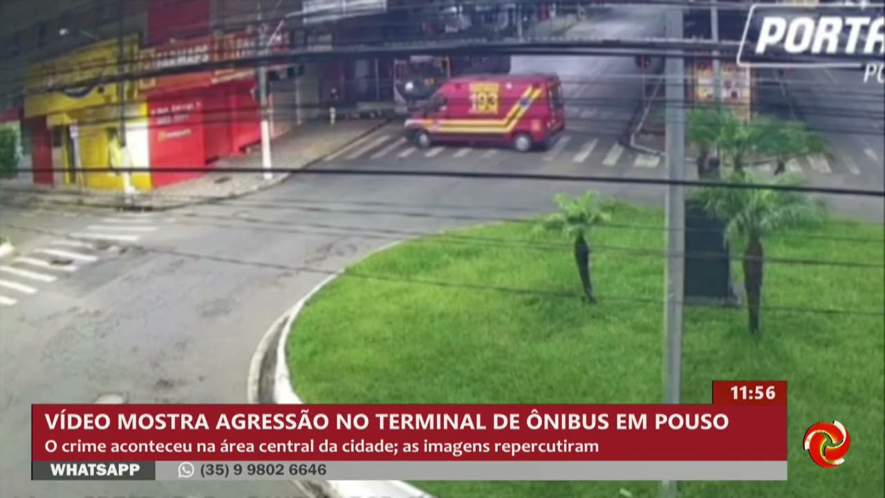 Vídeo mostra agressão em terminal de ônibus em Pouso Alegre