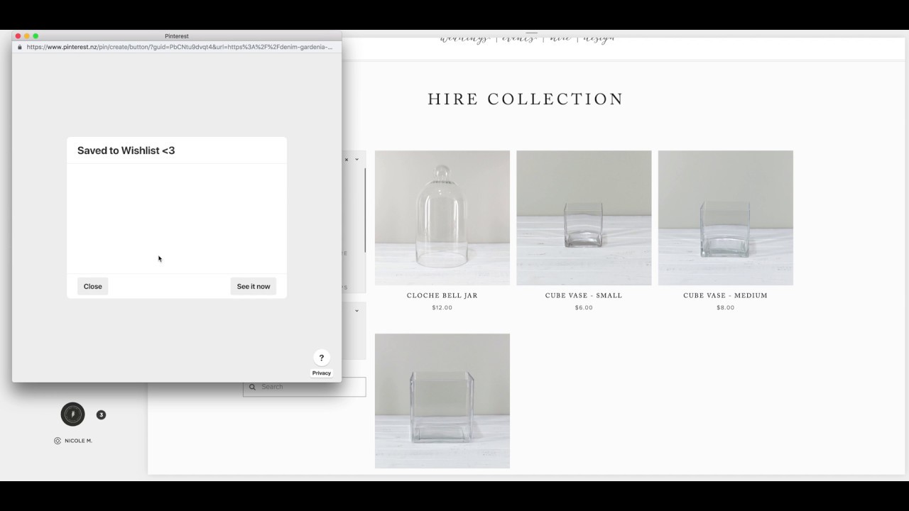 Save to Wishlist with Pin button