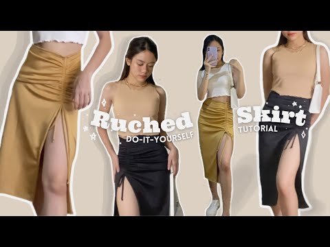 DIY RUCHED SKIRT (High-Slit Midi Skirt) | VILLAMOR...