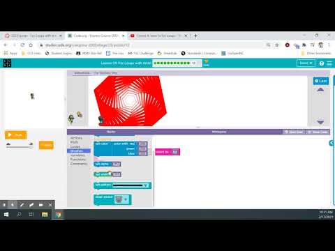 Code.org Express Course: Lesson 23 - For Loops with Artist