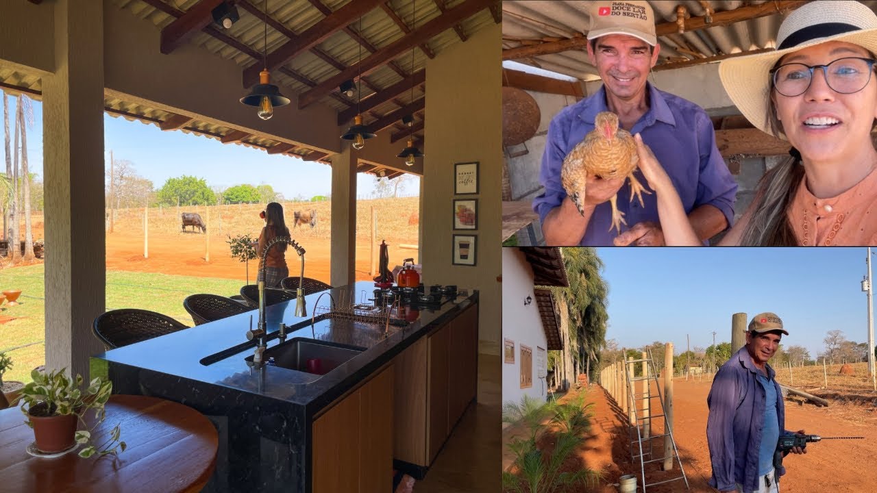 COMO A CERCA DE MADEIRA AO REDOR DA 🏡TA LINDA/ GALINHEIRO FICOU PRONTO PARA RECEBER GALINHAS 🐓