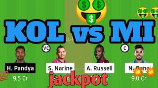 KOL vs MI dream11 team GL tips kkr vs mi playing 11 pitch report mi vs kkr. kol vs mi dream11 IPL