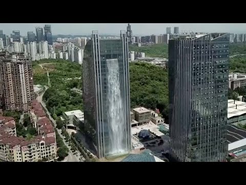 WATERFALL BUILDING - The controversial building with waterfall in China #Shorts #Engineering