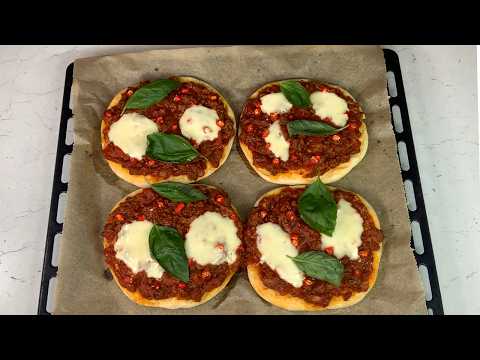 Scharf, saftig, sündhaft lecker! Pizza mit Hackfleisch und Mozzarella. #397