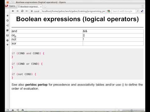 Beginner Perl Maven tutorial: 2.11 - Logical Operators