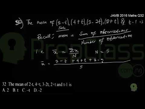 Statistics (Mean) - JAMB 2016 MATHS Question 32