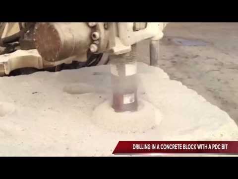 Drilling a concrete block with a 6" pdc bit