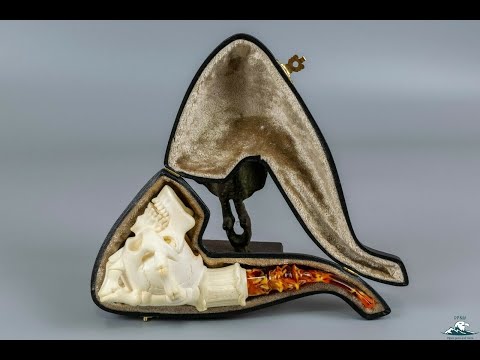 Handmade Servi Block Meerschaum Memento Mori Skull Motive