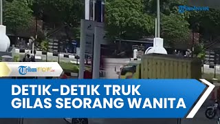 Video Rekaman CCTV Detik-detik Truk Boks Lindas Wanita yang Tunggu Temannya Isi BBM di SPBU