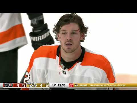 NHL Fight - Flyers @ Predators - Hodgson vs Jeannot - 27/03/2022