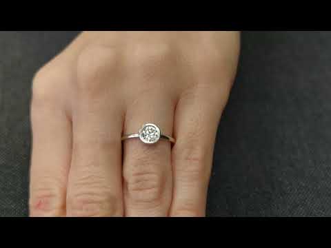 Bezel Setting, Round Cut 5 mm Moissanite Engagement Ring, 0.5 ct.  Solitaire Engagement