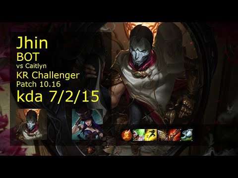 Jhin ADC vs Caitlyn - KR Challenger 7/2/15 Patch 10.16 Gameplay // [롤] 진 vs 케이틀린