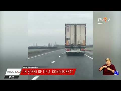 Șofer în stare de ebrietate filmat în timp ce circula cu camionul în zig-zag