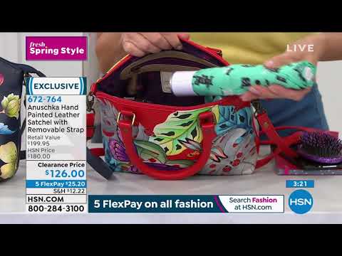 Anuschka HandPainted Leather Satchel with Removable Strap