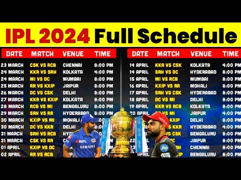 IPL 2024 Schedule - IPL 2024 Schedule Time Table | IPL 2024 Start Date