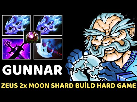 GUNNAR [Zeus] 2x Moon Shard Build Hard Game 7.34 Dota 2