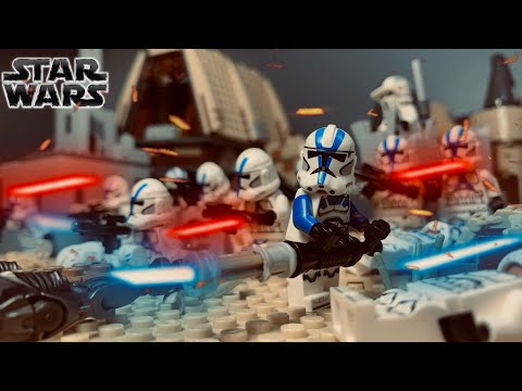 LEGO Star Wars the Clone Wars battle - 501st clone invasion of Jedha City (Stop-Motion Animation)