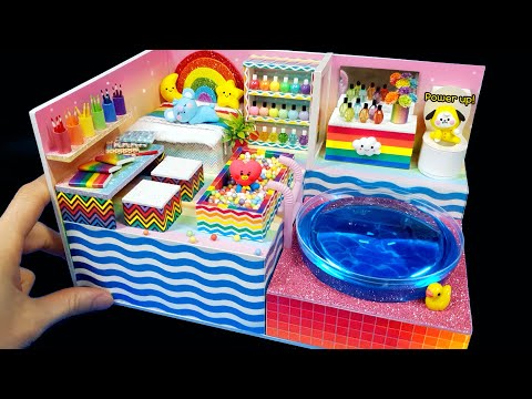 DIY Miniature Board House # - Build Amazing Apartment with swimming pool