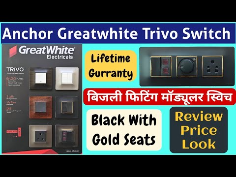 Greatwhite Trivo Modular Switches | Black Switch Black Gold Seats Best Electric Fitting Saman
