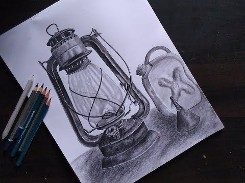 Still Life Drawing //Old Lantern Lamp Drawing //Hurricane Lamp pencil sketch