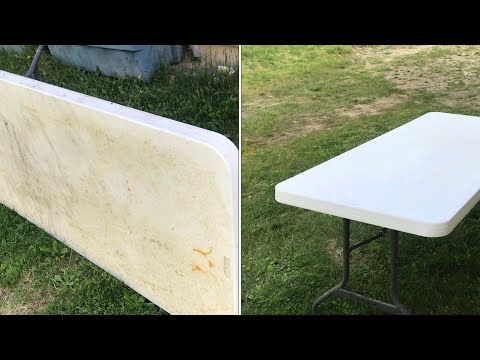 “cleaning” plastic FOLDING TABLES so they look new again