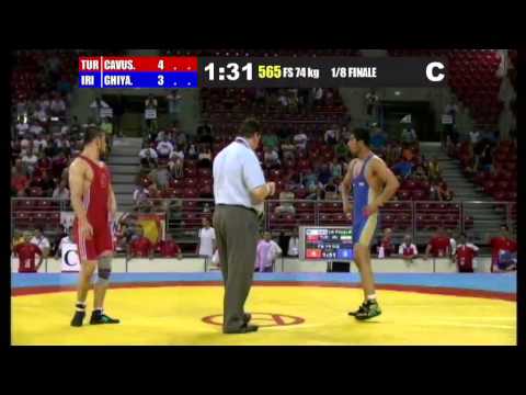 M.Ghiyas (IRI) vs S.Cavusoglu (TUR) 74kg 1/8 Final - 2013 Junior World Championships