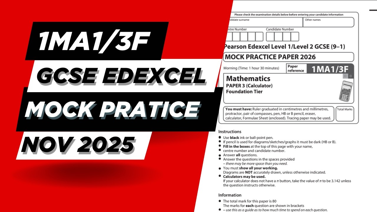 GCSE Maths Edexcel Nov 2025 Foundation Paper 3 Exam Walkthrough | 1MA1/3F
