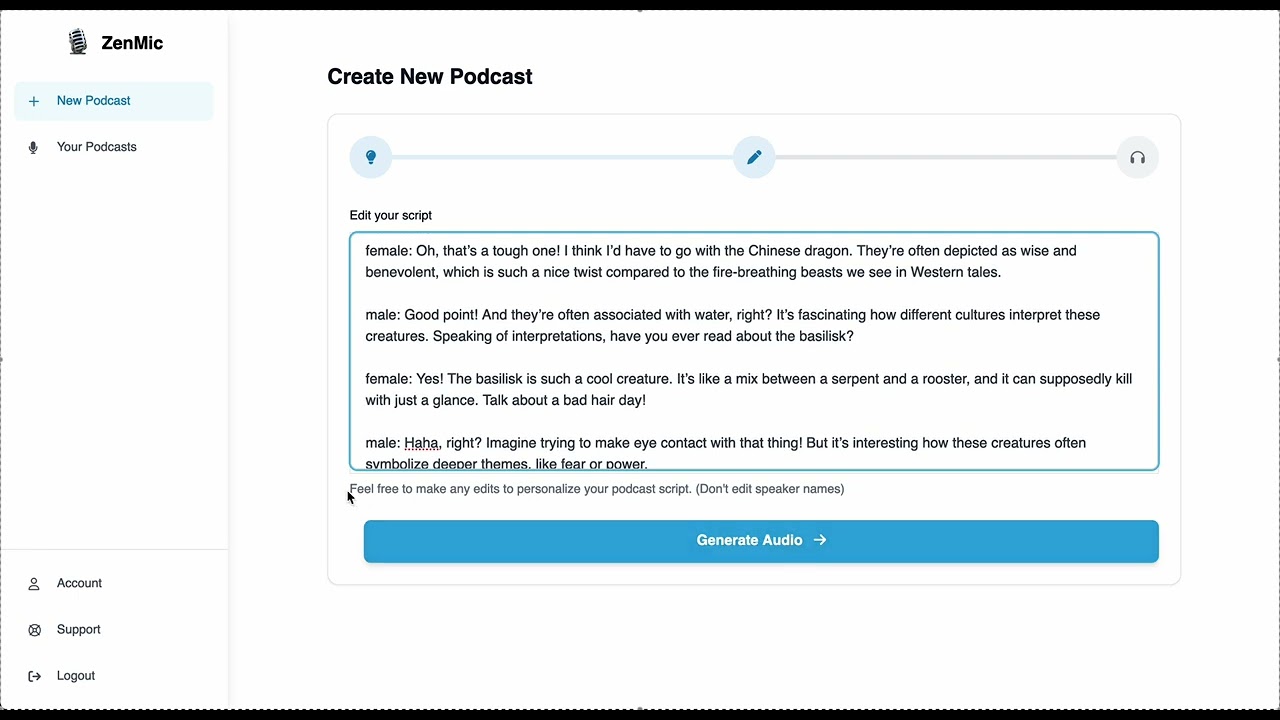 ZenMic: AI Podcast Generator