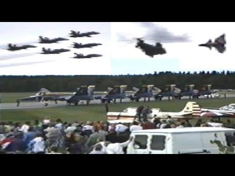 Tullinge F18 Flygshow 1992 Blue Angels F/A 18 Hornet, JA 37 Viggen Jaktattack, Vertol Hkp 4, Saab 34