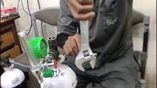 (oxygen cylinder regulator)how to fitting oxygen cylinder regulator complete procedure in Hindi/Urdu