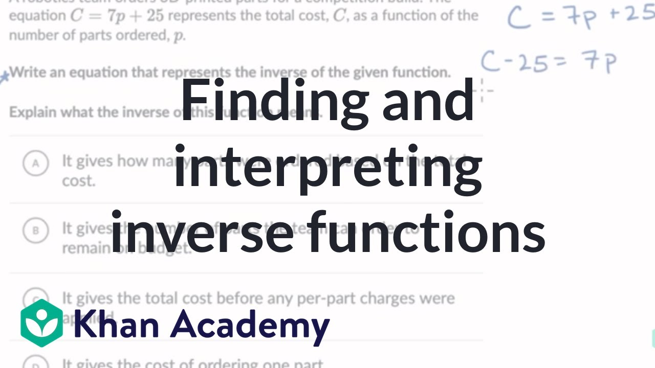 Finding and interpreting inverse functions | Integrated Math 1 (IM® v.360 aligned) | Khan Academy